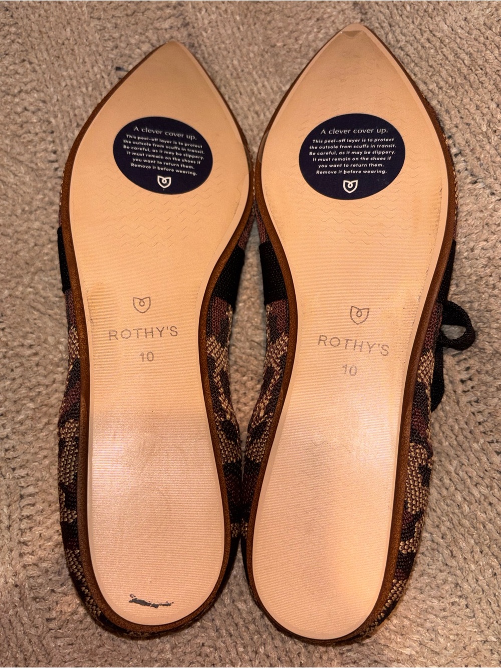 Rothy’s The Point Bow Leopard Print Knit Flats Women’s Size 10 US NWOT - Picture 6 of 7